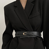 腰带女士2023高级感装饰连衣裙配西装外套，时尚宽腰封皮带黑色