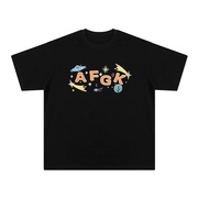 国潮联名fff马思唯夏潮牌短袖，美式嘻哈动漫字母，印花儿童节t恤
