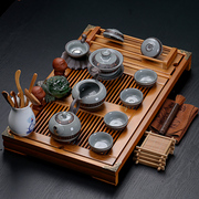 紫砂陶瓷功夫茶具家用套装，大号实木杯架，排水茶盘茶台茶道配件整套