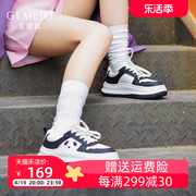戈美其秋季韩版黑白熊猫鞋，休闲运动女鞋真皮，透气松糕厚底板鞋