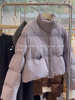 chao级!灰紫色立领白鸭绒(白鸭绒)羽绒服，女冬季超蓬松保暖舒适外套