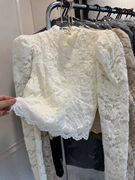 洋气泡泡袖加绒加厚半高领蕾丝衫2023修身显瘦气质花边设计感上衣
