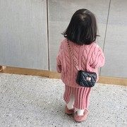 韩版洋气儿童小香风斜挎包百搭时尚，小女孩菱格外出迷你单肩链条包