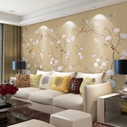 古典工笔花鸟图新中式壁纸壁画无纺布墙纸定制客厅电视背景墙墙布