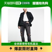 香港直邮潮奢asos男士，设计带破痕，紧身牛仔裤(黑色)