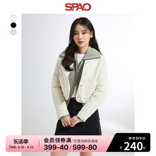 spao韩国同款2024年春季女士长袖翻领纯色，夹克外套spjae12g01