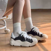 SGIRL TWTW韩版牛仔布系带松糕鞋女贝壳头厚底运动鞋透气溶解鞋潮