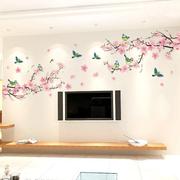 客厅电视背景墙贴画房间，沙发卧室床头墙壁装饰墙贴纸中国风桃花