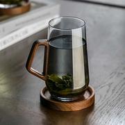 中式高档茶杯玻璃杯家用泡绿茶专用男士带把水杯办公室水晶杯子