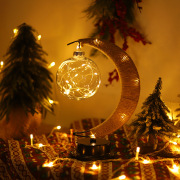 圣诞节月亮灯 LED圆球灯铁艺月球灯装饰灯创意台灯卧室装饰造型灯