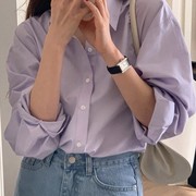 法式高级感紫色雪纺衬衫上衣女夏季2024年设计感小众防晒衬衣