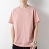 纯棉t恤短袖男夏季潮牌潮流，简约百搭纯色，粉色宽松全棉半袖打底衫