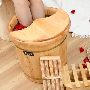 泡脚桶家用过小腿高深桶木质脚盆木盆，实木香柏木足浴神器洗脚木桶
