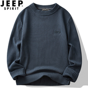 jeep吉普毛衣冬季男款保暖针织，打底衫圆领经典百搭线衫，套头毛线衣(毛线衣)