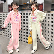 女童库洛米拼色polo卫衣，套装春季2024洋气，儿童甜美运动两件套