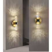 轻奢全铜水晶床头壁灯客厅背景墙现代创意个性气泡壁灯铜+水晶壁