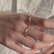 细纹麻花素圈S925纯银戒指女高级感时尚小众设计秀气淑女开口指环
