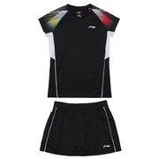 LINING李宁羽毛球服套装（短袖+裙子）速干女子比赛服套装AATR046