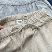 无茚外贸尾货 水洗棉麻舒适透气 夏季男士时尚亚麻休闲裤纯色短裤