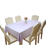 家用6人长方形餐桌茶几台布PVC防水防油免洗防烫简约紫色桌布