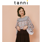 tanni女装夏季甜美气质碎花镂空花边长袖衬衫商场同款TI31BL063A