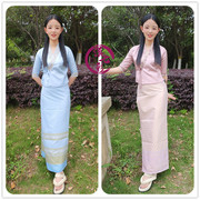 中袖傣族服装套装银丝傣族单衣系带傣族女装娘惹服多色可选