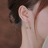 925纯银和田玉耳环，女夏2023年红玛瑙耳钉，ins小众设计复古耳钩