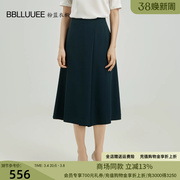 BBLLUUEE/粉蓝衣橱优雅飘逸七分裙裤女墨绿色2023夏装休闲裤