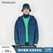 TRENDIANO男装印花连帽棉衣外套男棉服