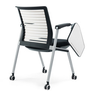 办公椅培训椅折叠带写字桌板，会议椅职员可移动翻板椅子滚滑轮凳子