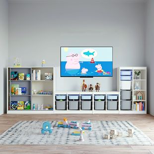 可比熊实木电视柜组合墙柜现代简约客厅大容量书柜儿童玩具收纳架