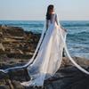 白色飘逸长裙吊带拖地轻婚纱，连衣裙超长款沙滩，裙海边拍照衣服超仙
