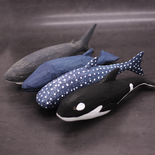 鹿妖商店 鲸鱼 鲸鲨 大翅鲸 鲨鱼 虎鲸 海洋动物 手工木雕摆件