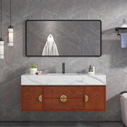 新中式红橡实木大理石浴室柜智能，组合卫生间洗手池，洗脸盆柜洗漱台