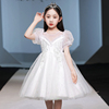 女童连衣裙白色2024洋气，礼服夏季女孩，公主裙蓬蓬纱裙儿童裙子