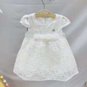 韩国中小童装 2021夏女童宝宝白色蕾丝礼服连衣裙 公主裙套装