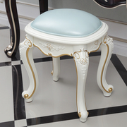欧式简约白色实木梳妆台凳子田园梳妆凳美甲化妆椅子卧室客厅坐凳