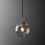 轻奢黄铜玻璃球形吊灯现代创意餐厅吧台装饰卧室床头透明圆球灯具