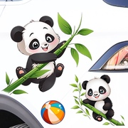 汽车贴纸划痕遮挡熊猫可爱卡通，电动车贴车身，车门个性创意装饰贴画