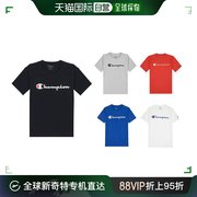 香港直邮Champion男女同款短袖黑色圆领T恤细节装饰复古经典