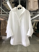 蝙蝠袖白色衬衫女设计感23年夏季韩版宽松慵懒风高支纯棉衬衣