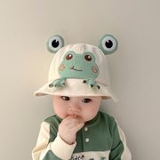 可爱小青蛙宝宝帽子春秋薄款遮阳婴儿渔夫帽，出游男女童幼儿防晒帽