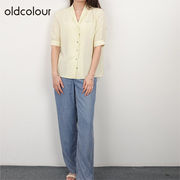 oldcolour21夏复古白色长袖衬衫设计感小众法式上衣N24011405-499