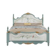 地中海床田园风格主卧床1.8米双人床欧式彩绘家具美式.乡村实木床