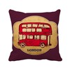 红色巴士英国伦敦邮票，复古方形抱枕靠枕，沙发靠垫双面含芯礼物