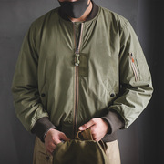 马登工装 美式复古MA-1飞行员夹克阿美咔叽棉衣棒球服立领外套男