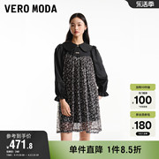 Vero Moda奥莱连衣裙2024夏季彼得潘领蕾丝玫瑰花娃娃裙子