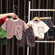 男童短袖套装2夏装3超萌儿童装0-1岁宝宝8个月，婴儿衣服夏季洋气潮