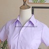 春季女紫色衬衫V领短袖职业装工装棉工装蓝衬衣长袖商务
