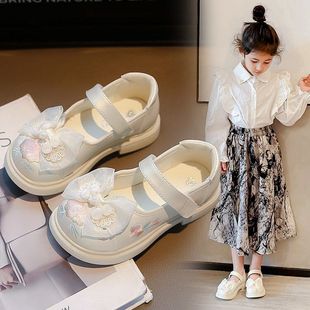 abcfans韩服鞋子女童小皮鞋2024春季儿童中国风，时尚公主单鞋